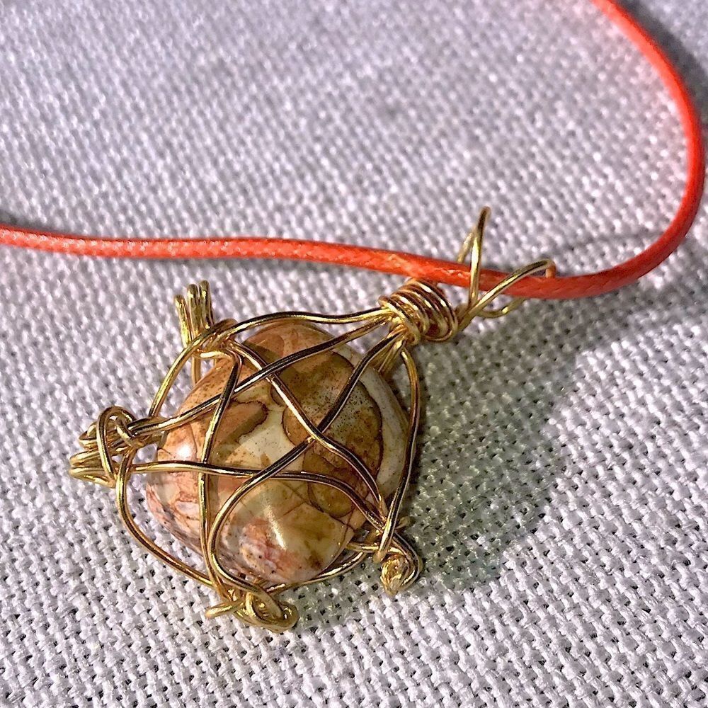 💥 PICTURE JASPER DRUZY PENTACLE GEMSTONE NECKLACE 💥